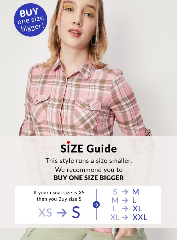 Women Checked Double Pocket Shirt