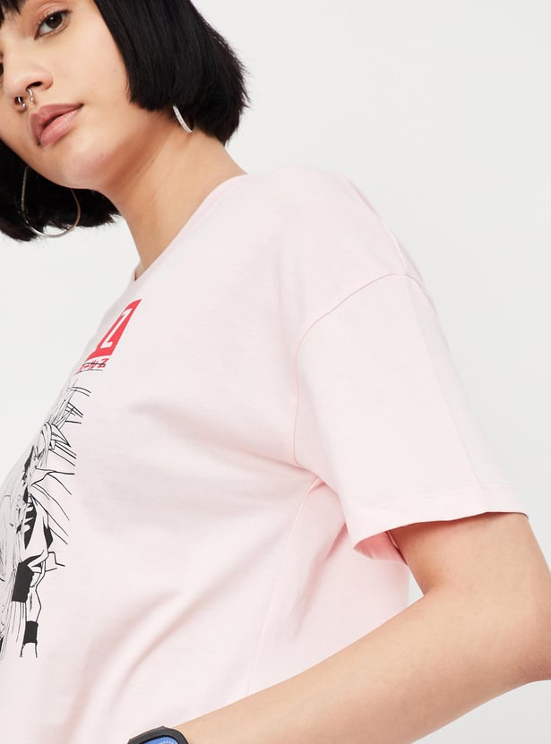 Women Dragon Ball-Z Printed Round Neck T-shirt