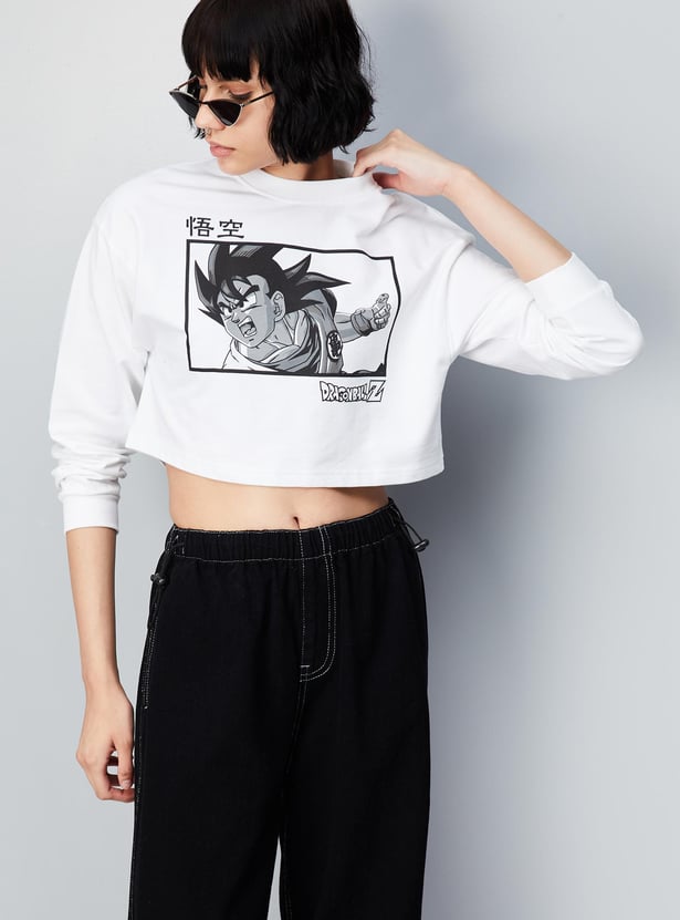 Women Dragon Ball Z Printed Cropped Sweatshirt