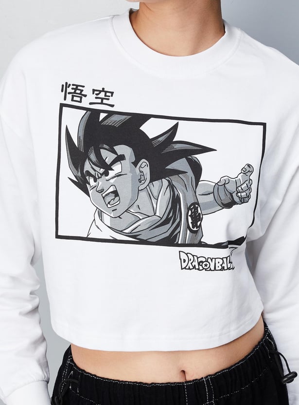 Women Dragon Ball Z Printed Cropped Sweatshirt