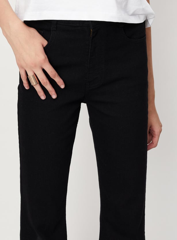 Women Solid Kick Flare Jeans