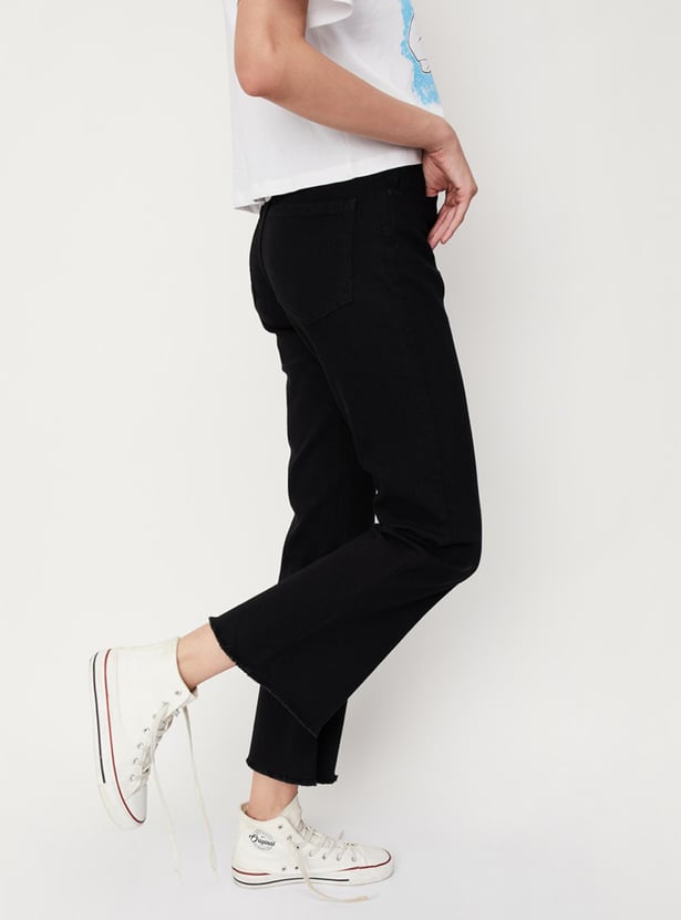 Women Solid Kick Flare Jeans
