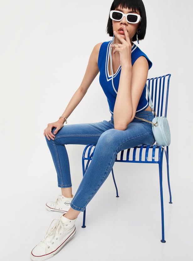 Women Washed Double-Up Skinny Fit Jeans