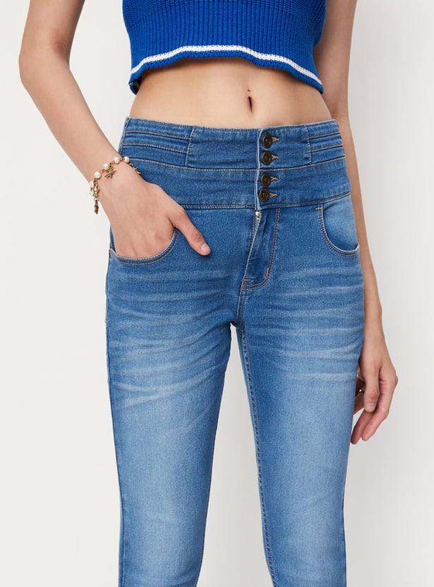 Women Washed Double-Up Skinny Fit Jeans