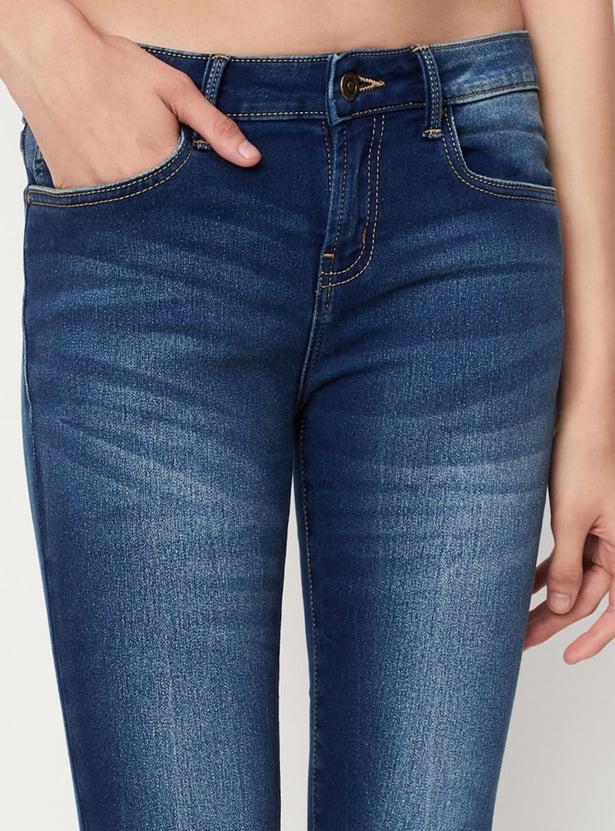 Women Washed Skinny Fit Crop Jeans
