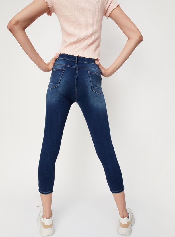 Women Washed Skinny Fit Crop Jeans