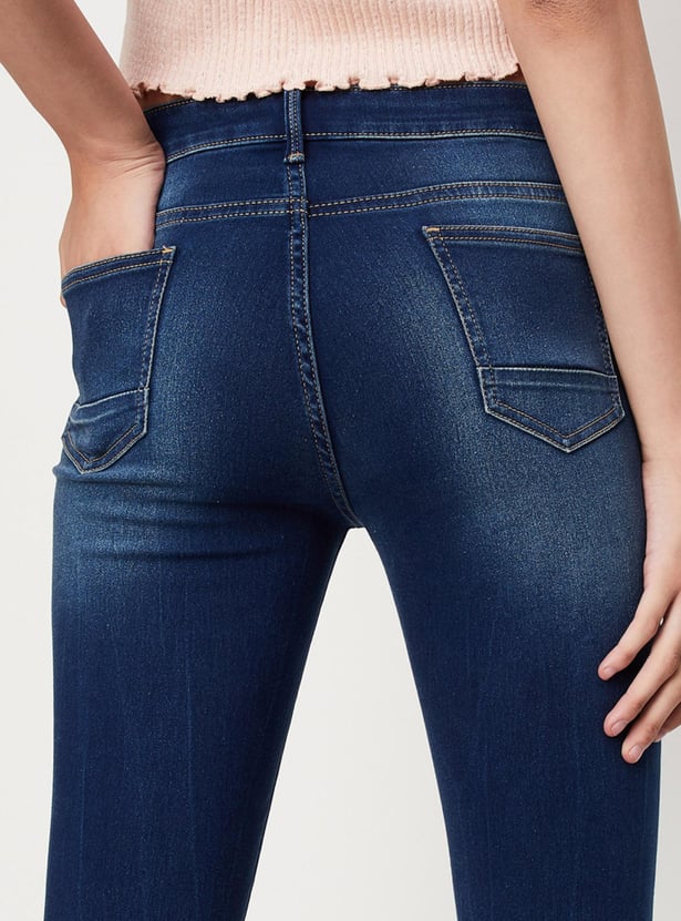 Women Washed Skinny Fit Crop Jeans