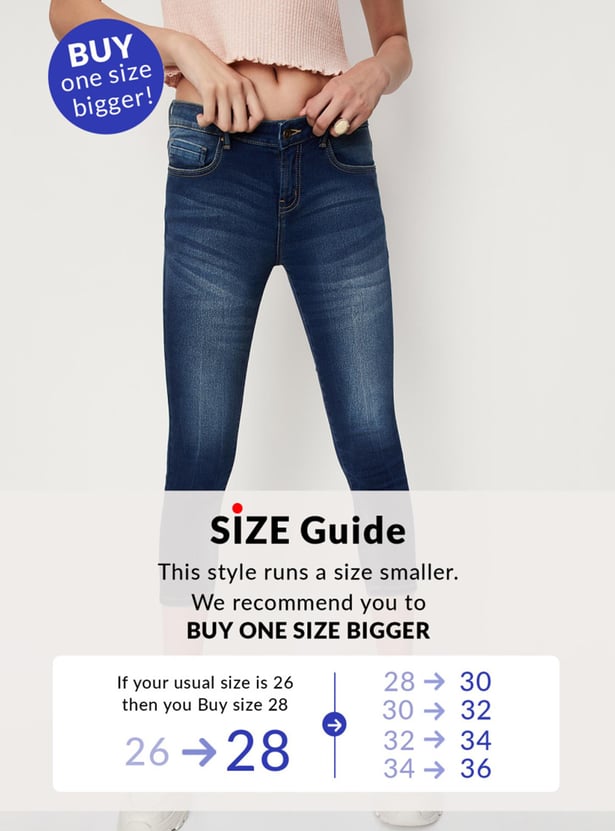 Women Washed Skinny Fit Crop Jeans