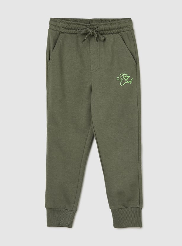 Boys Solid Cotton Joggers