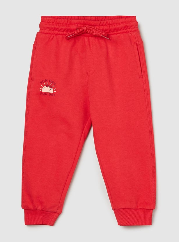 Boys Solid Cotton Knit Joggers