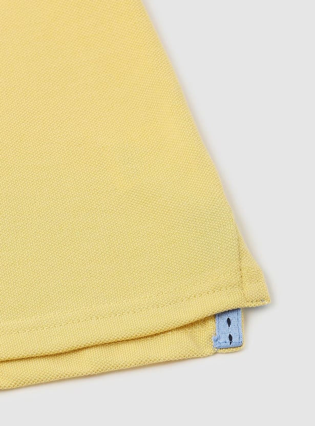 Boys Solid Polo T-shirt with Striped Trim