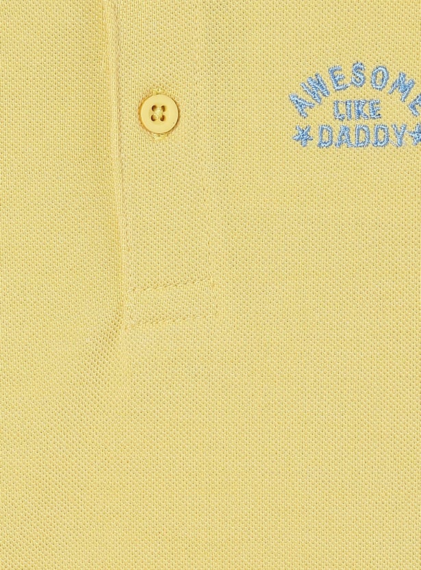 Boys Solid Polo T-shirt with Striped Trim