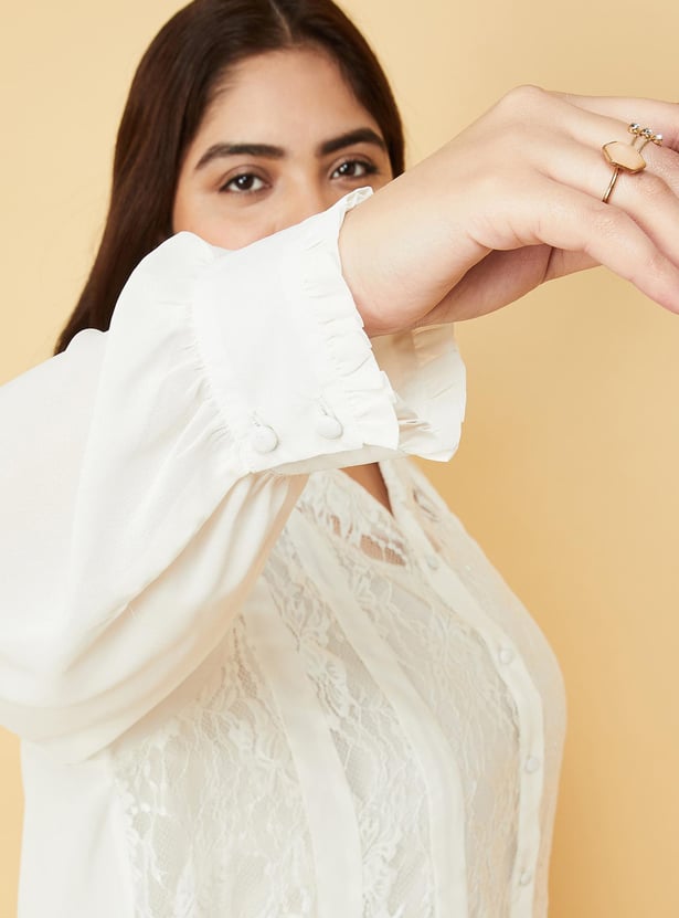 Women Lace Semi-Formal Blouse with Camisole