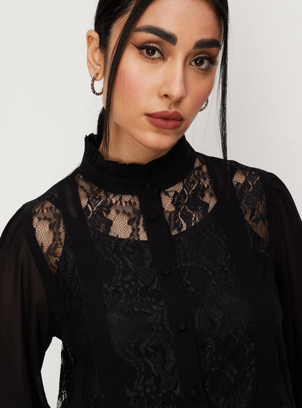 Women Lace Semi-Formal Blouse with Camisole