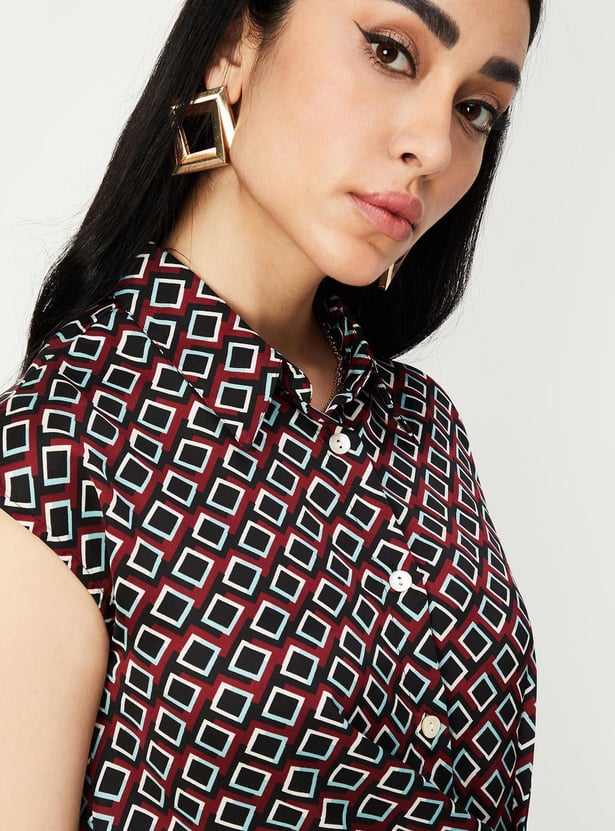 Women Printed Pleated Waist Dress
