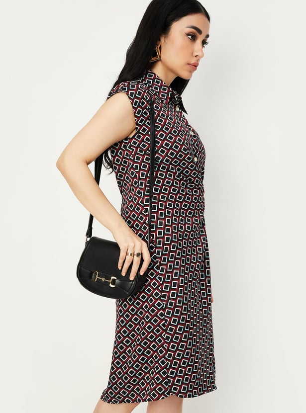 Women Printed Pleated Waist Dress
