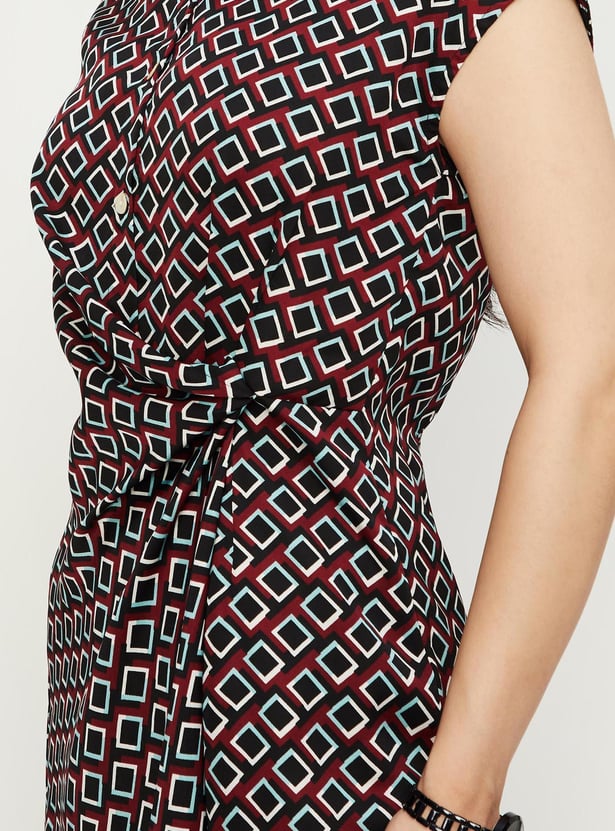 Women Printed Pleated Waist Dress