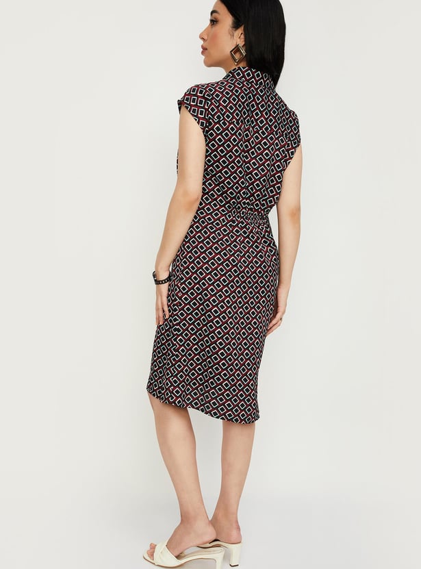 Women Printed Pleated Waist Dress