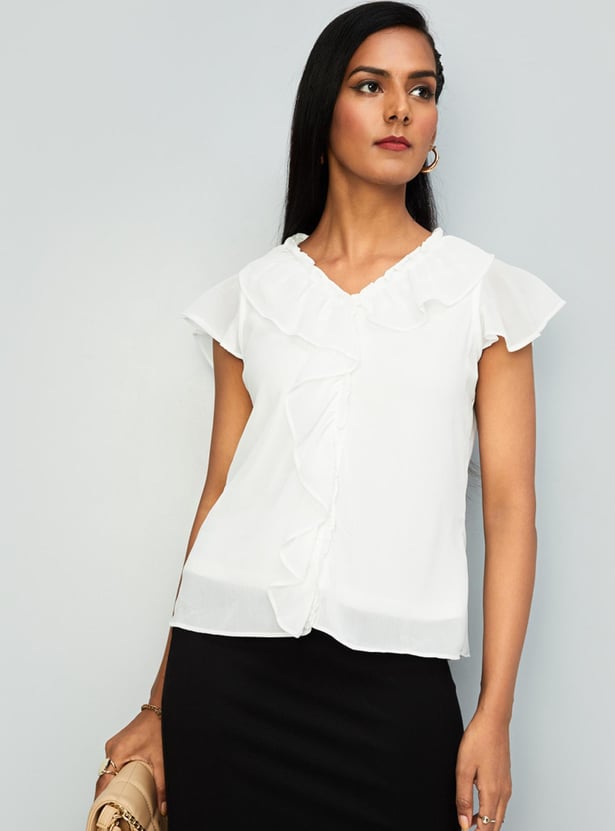 Women Ruffled Semi-Formal Top