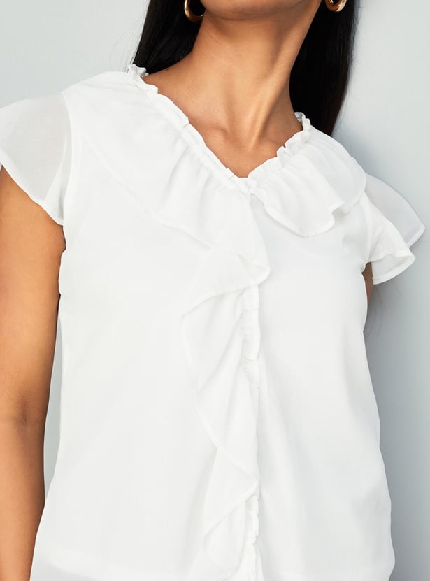Women Ruffled Semi-Formal Top