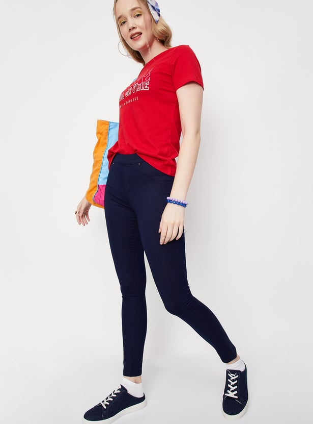 Women Solid Stretch Jeggings