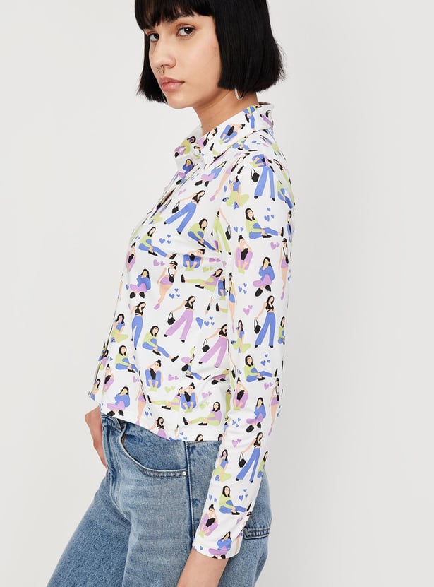 Women Printed Crop Shirt