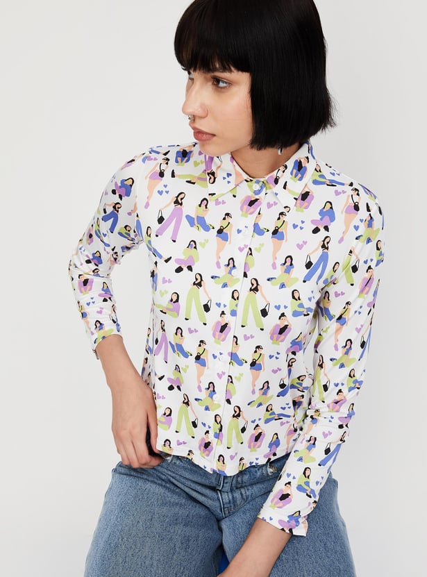 Women Printed Crop Shirt