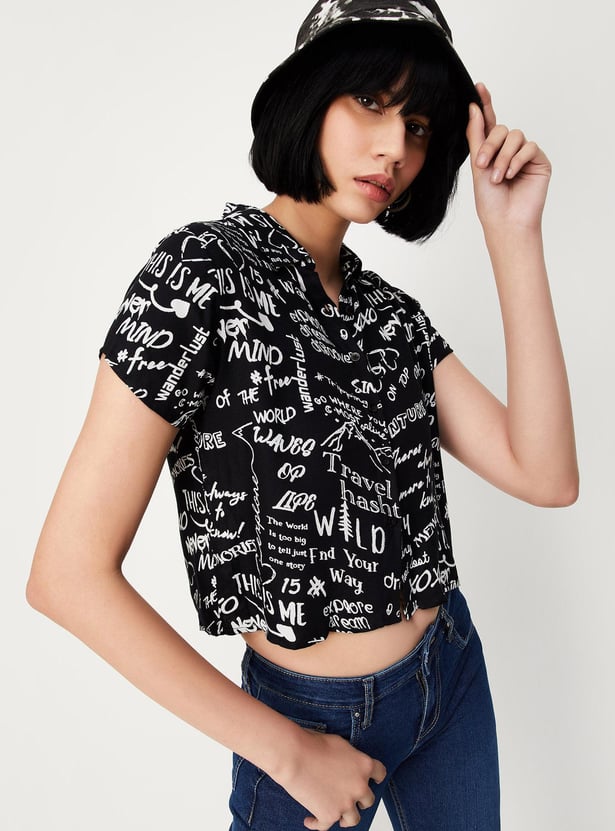 Women Printed Crop Shirt