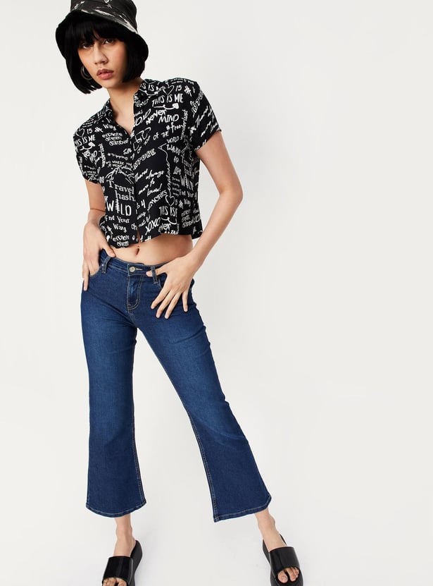 Women Printed Crop Shirt