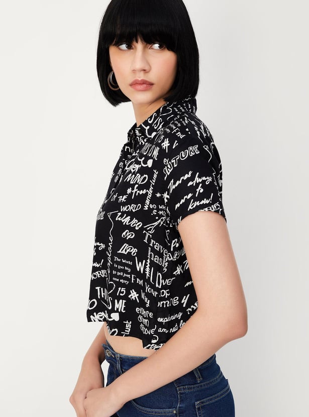 Women Printed Crop Shirt