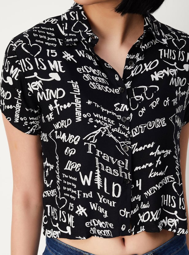 Women Printed Crop Shirt