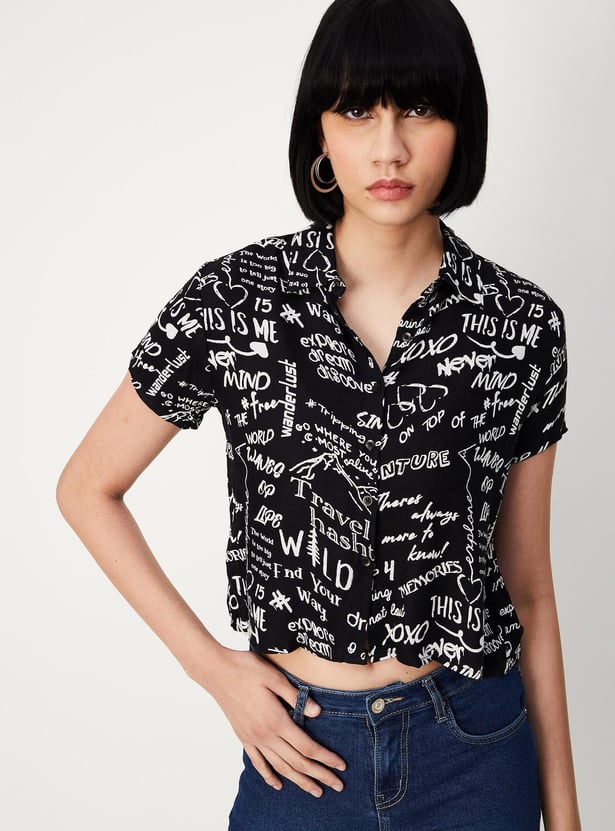 Women Printed Crop Shirt