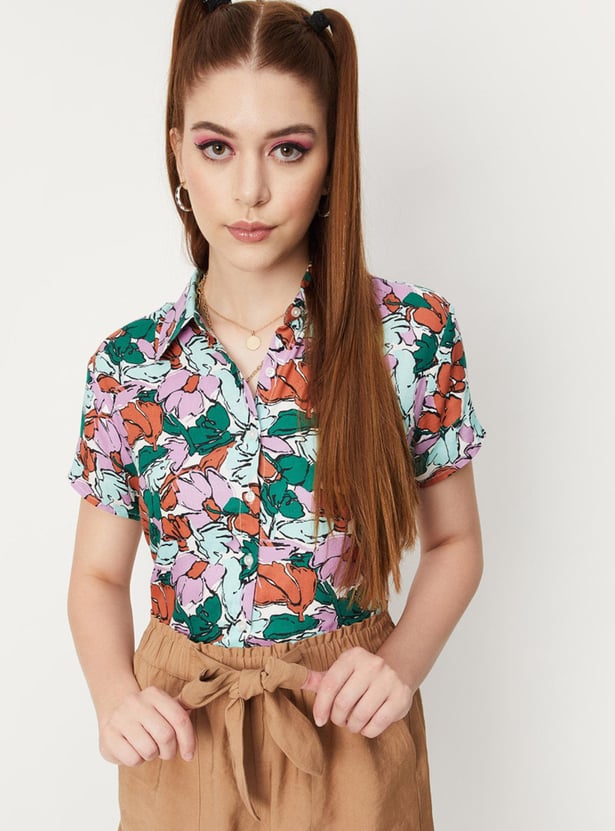 Women Printed Crop Shirt