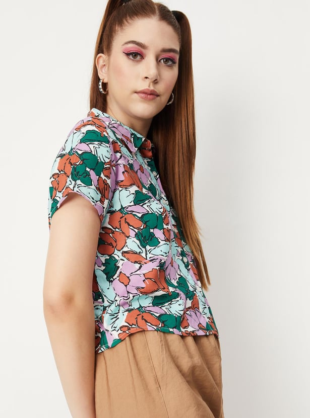 Women Printed Crop Shirt