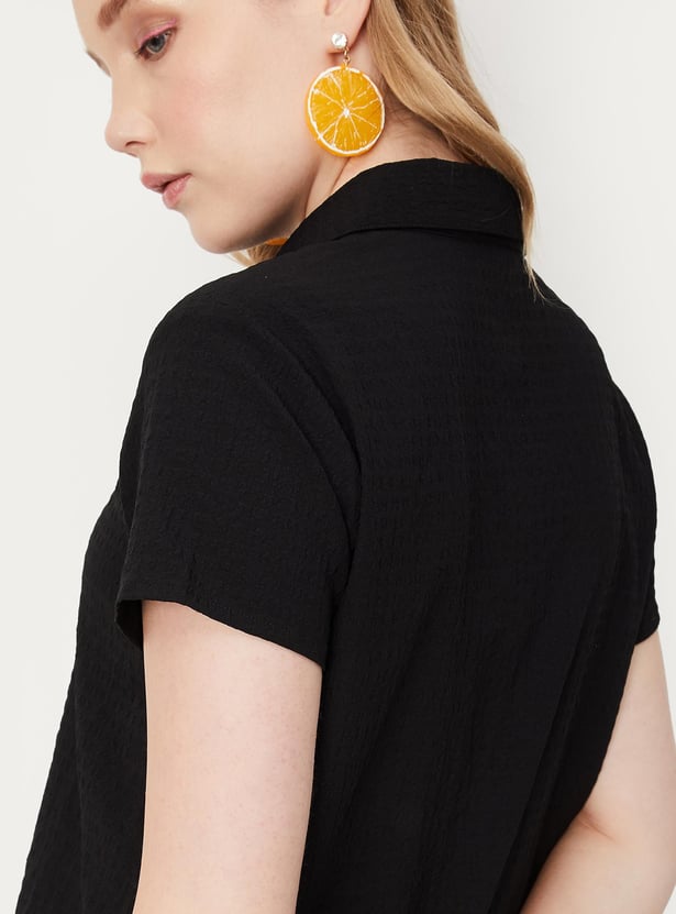 Women Textured Crop Shirt