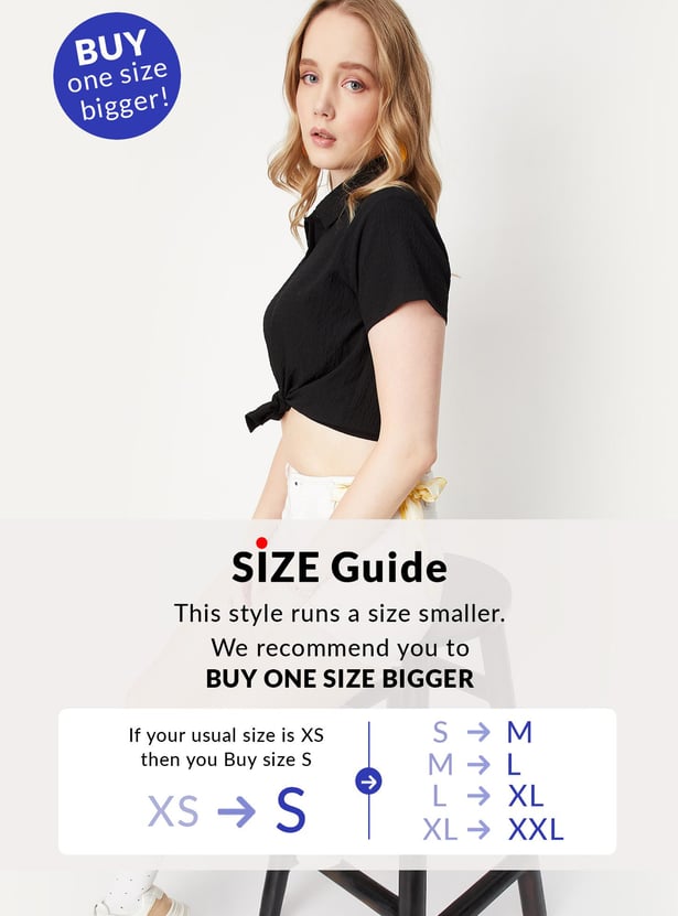 Women Textured Crop Shirt