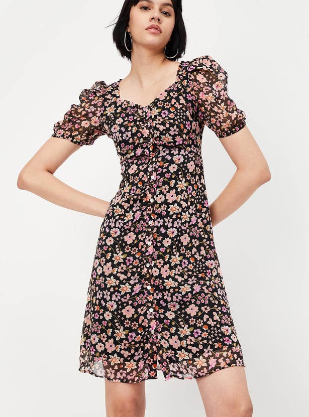 Women Floral Printed Fit and Flare Dress