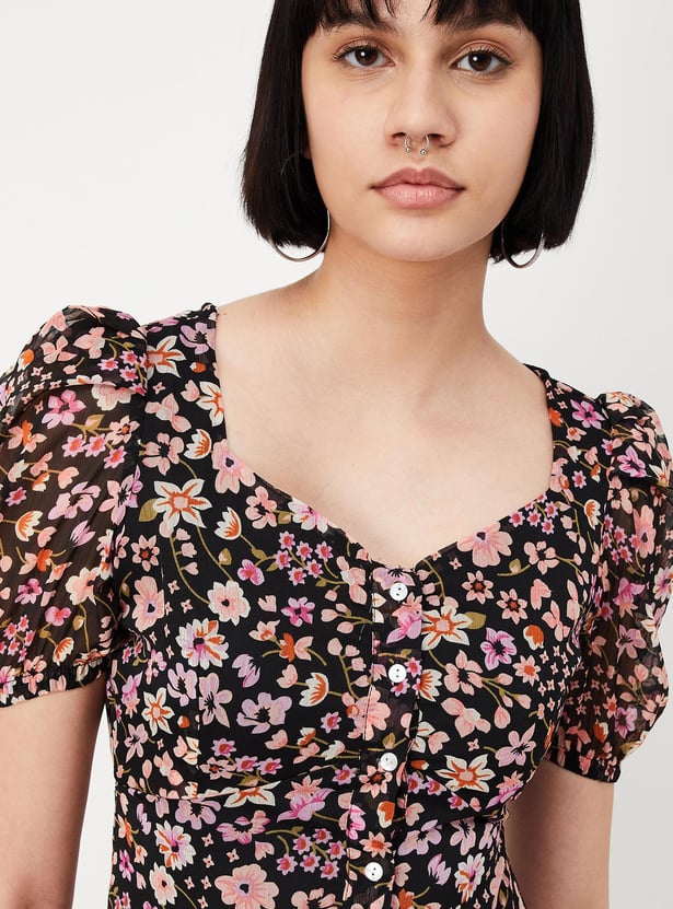 Women Floral Printed Fit and Flare Dress