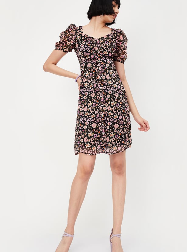 Women Floral Printed Fit and Flare Dress