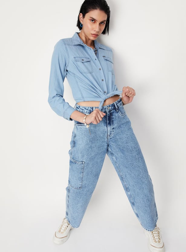 Women Solid Denim shirt