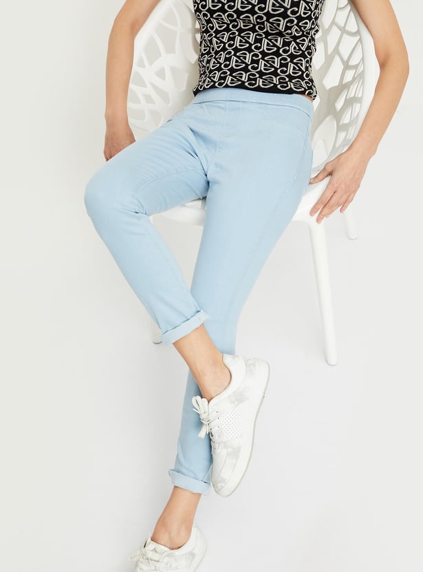 Women Solid Elasticated Jeggings