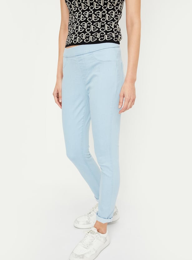 Women Solid Elasticated Jeggings