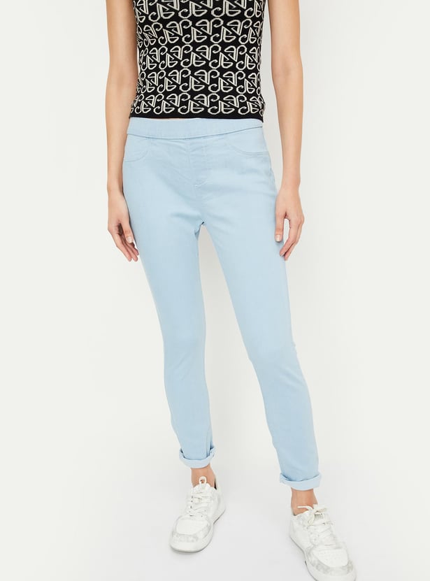 Women Solid Elasticated Jeggings