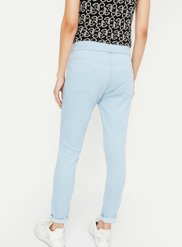 Women Solid Elasticated Jeggings