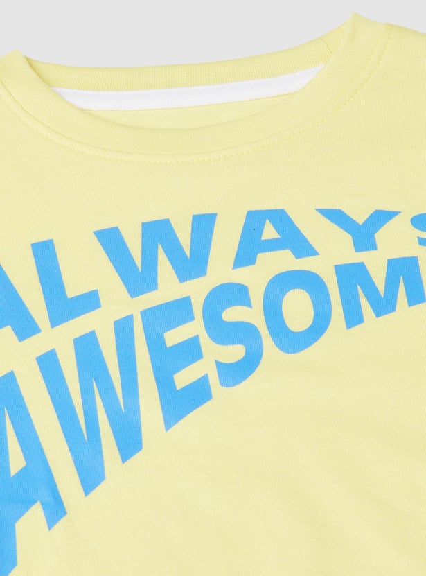 Boys Full Sleeve Typographic Printed T-shirt