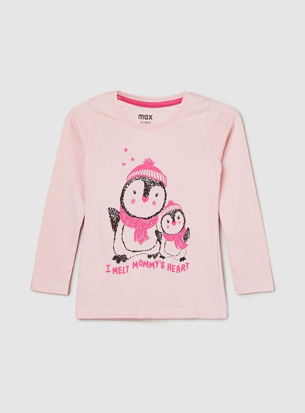Girls Full Sleeve Graphic T-shirt