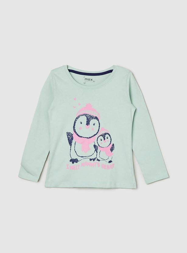 Girls Full Sleeve Graphic T-shirt
