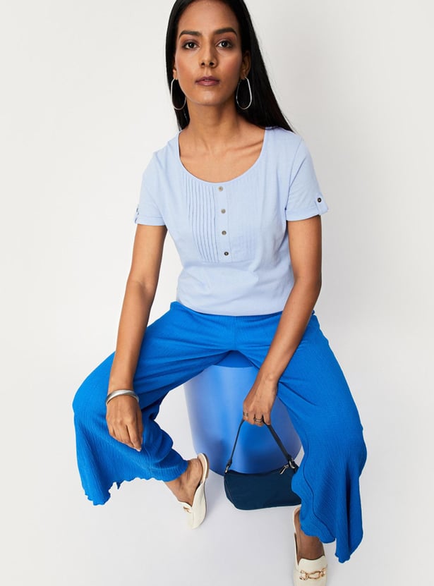Women Pintuck Yoke Top