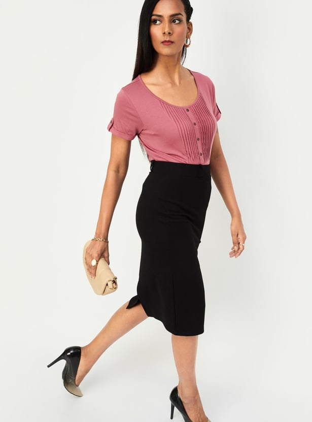 Women Pintuck Yoke Top