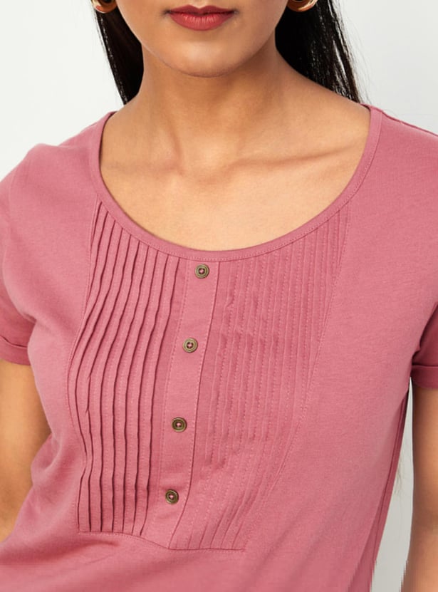 Women Pintuck Yoke Top